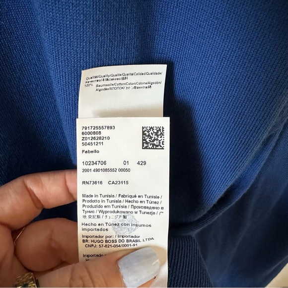 Hugo Boss Blue Knit Cotton Crewneck Sweater Size L - Picture 7 of 8
